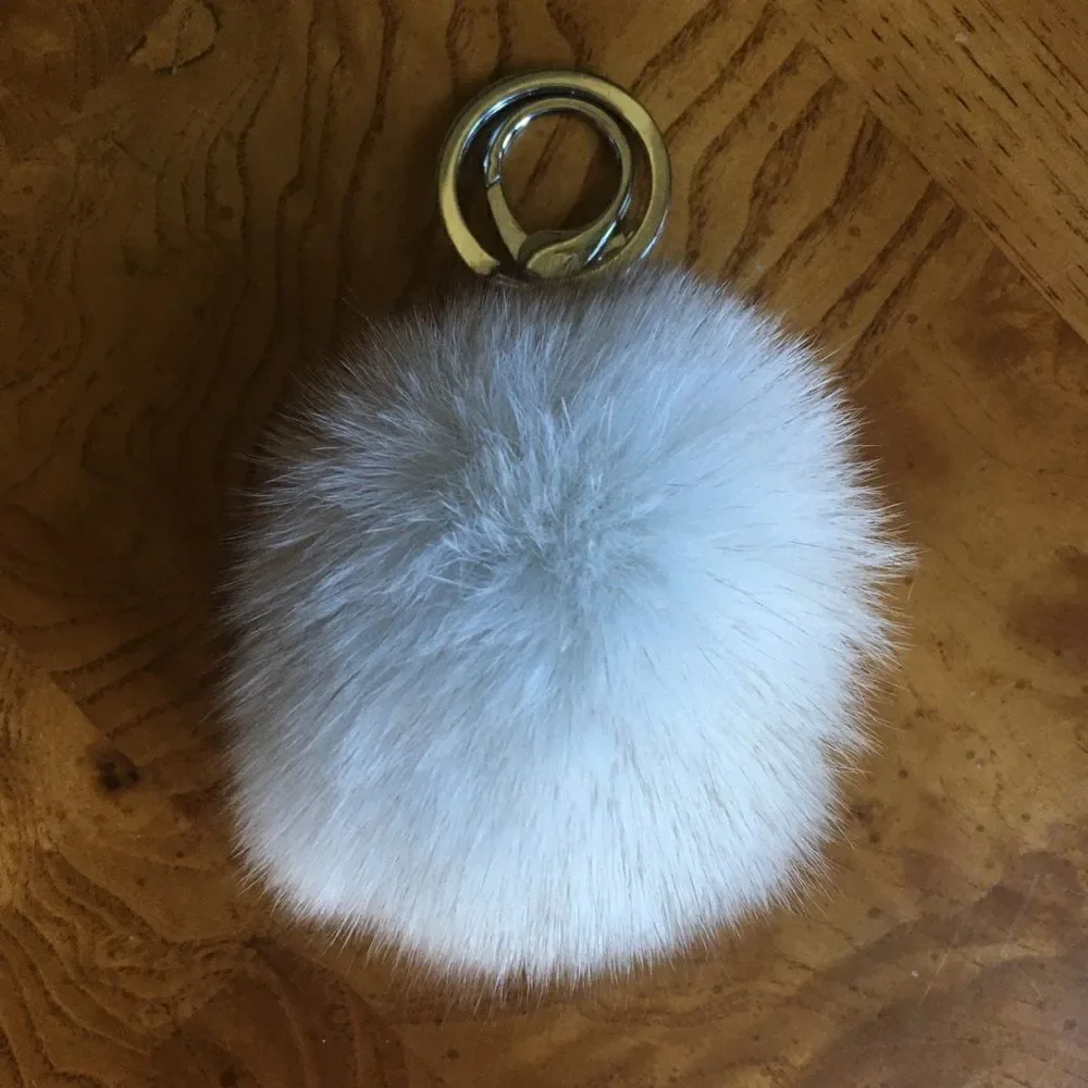 WHITE POM Key Ring and Latch